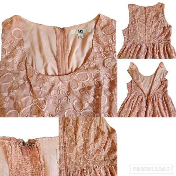 Ya Los Angeles Pink Floral Embroidered Fit & Flare Mini Dress Sz L - Picture 7 of 11